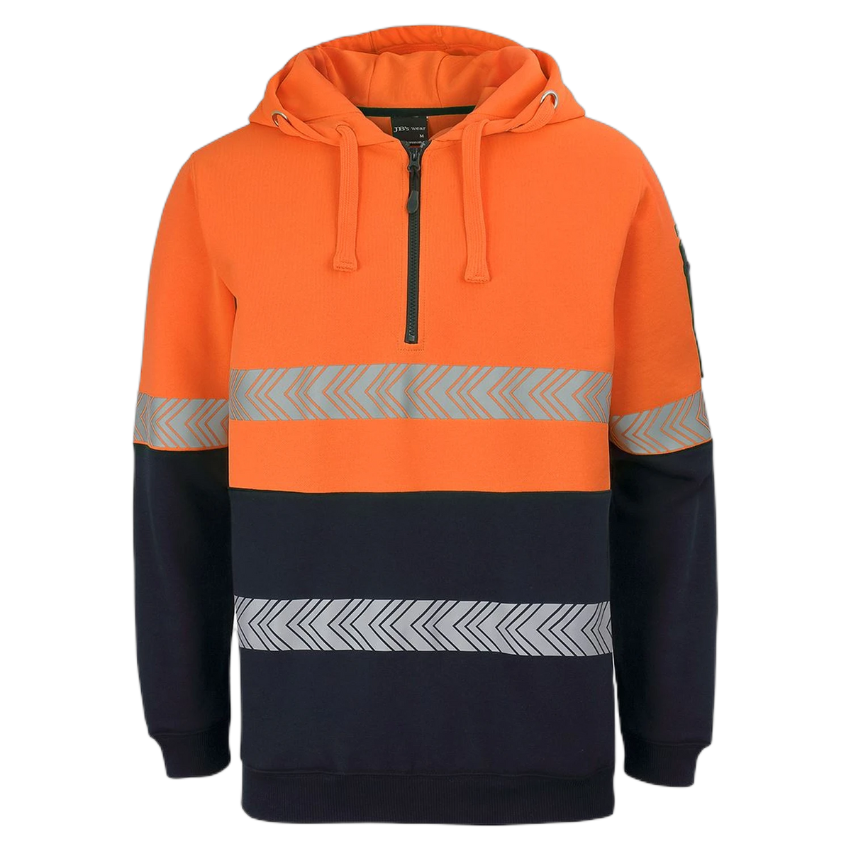 JB's Hi Vis (D+N) 1/2 Zip Segmented Tape Hoodie 6HZSH - Orange/Navy