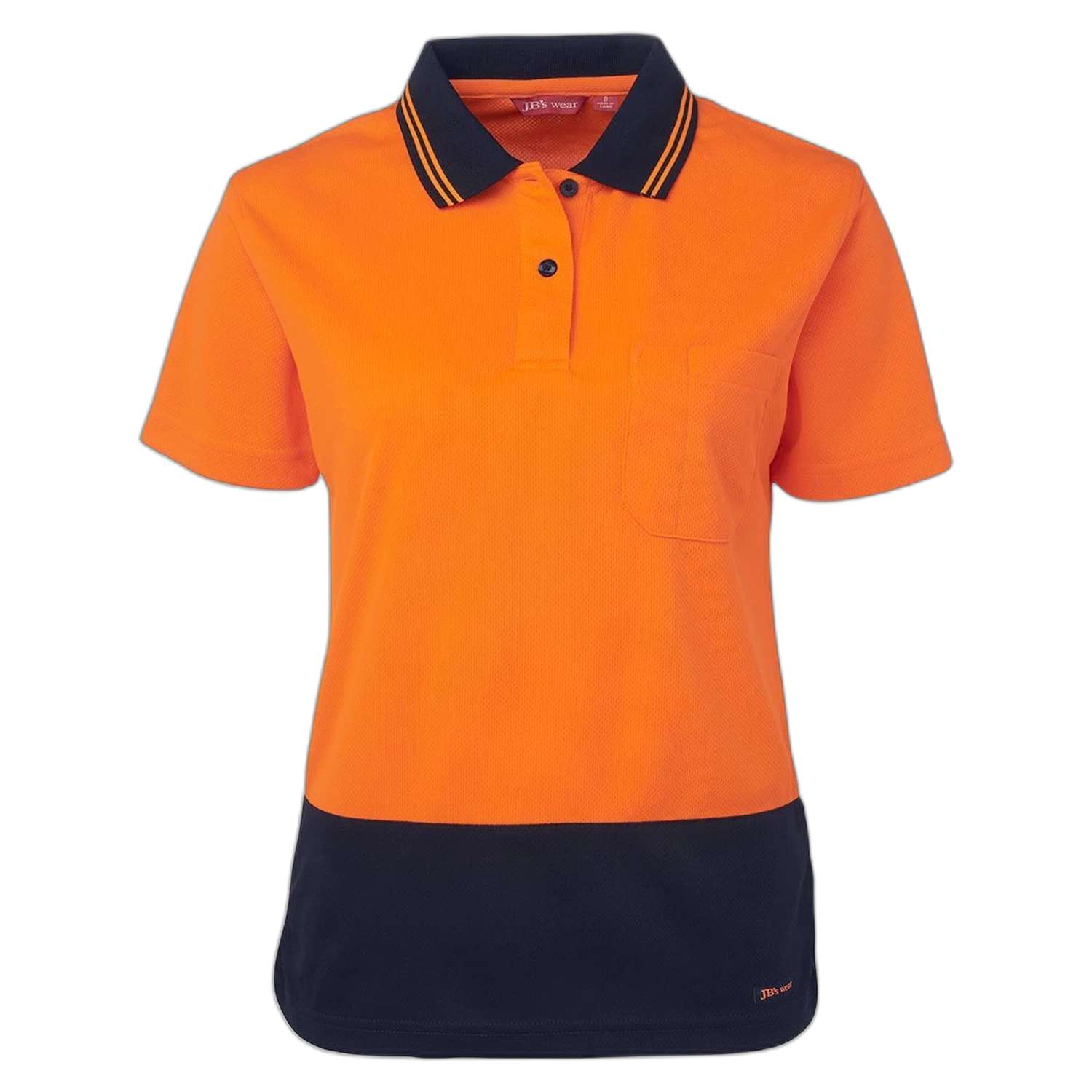 JB's Ladies Hi Vis S/S Comfort Polo 6LHCP - Orange/Navy