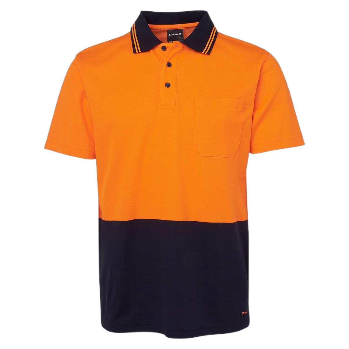 JB's Hi Vis Non Cuff S/S Cotton Back 6NCCS - Orange/Navy
