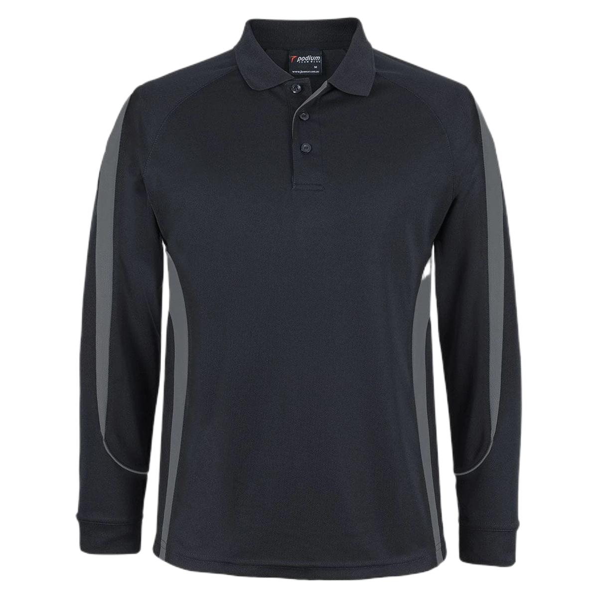 Podium L/S Bell Polo 7BELL - Black/Charcoal