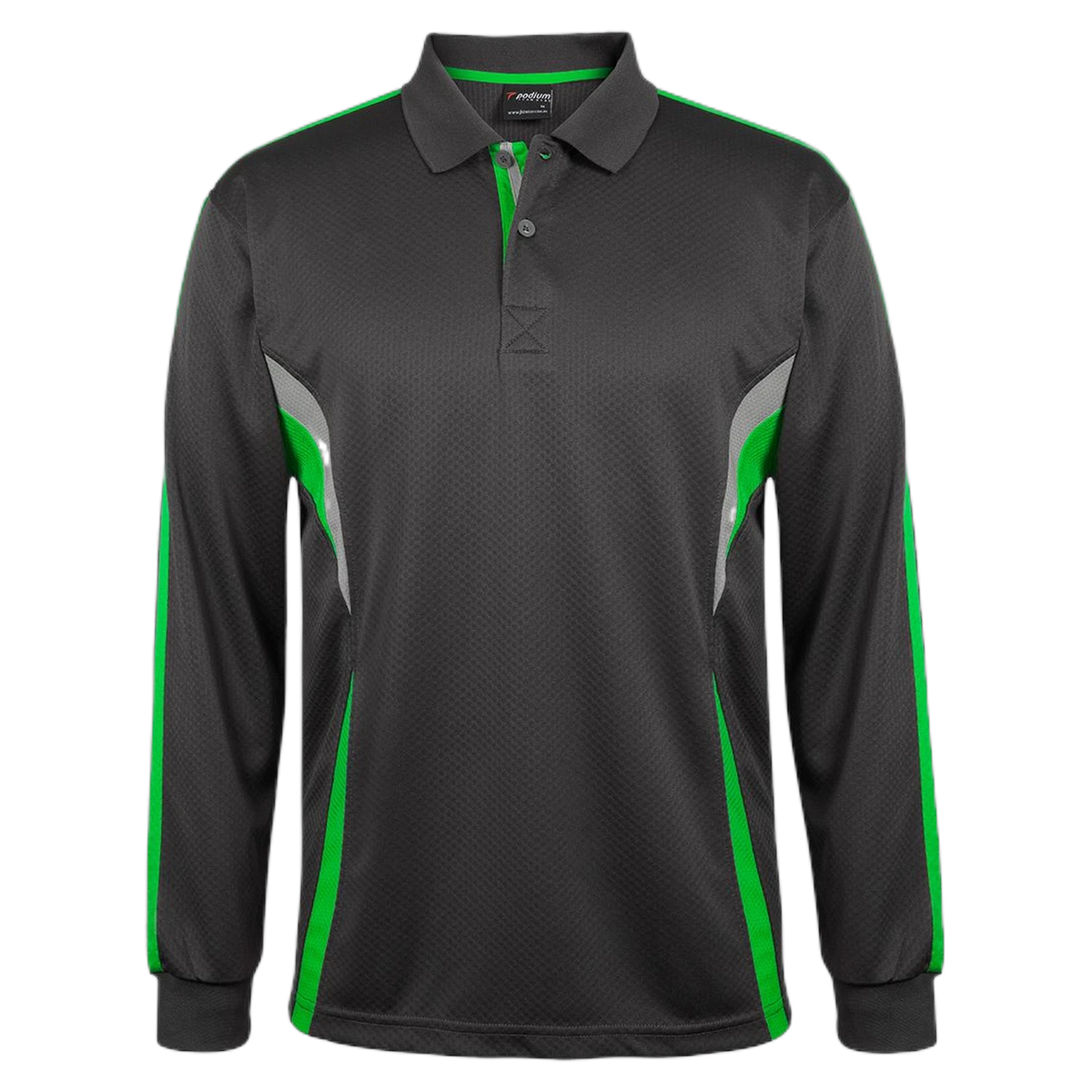 Podium L/S Cool Polo 7CLP - Gunmetal/Pea Green/Grey