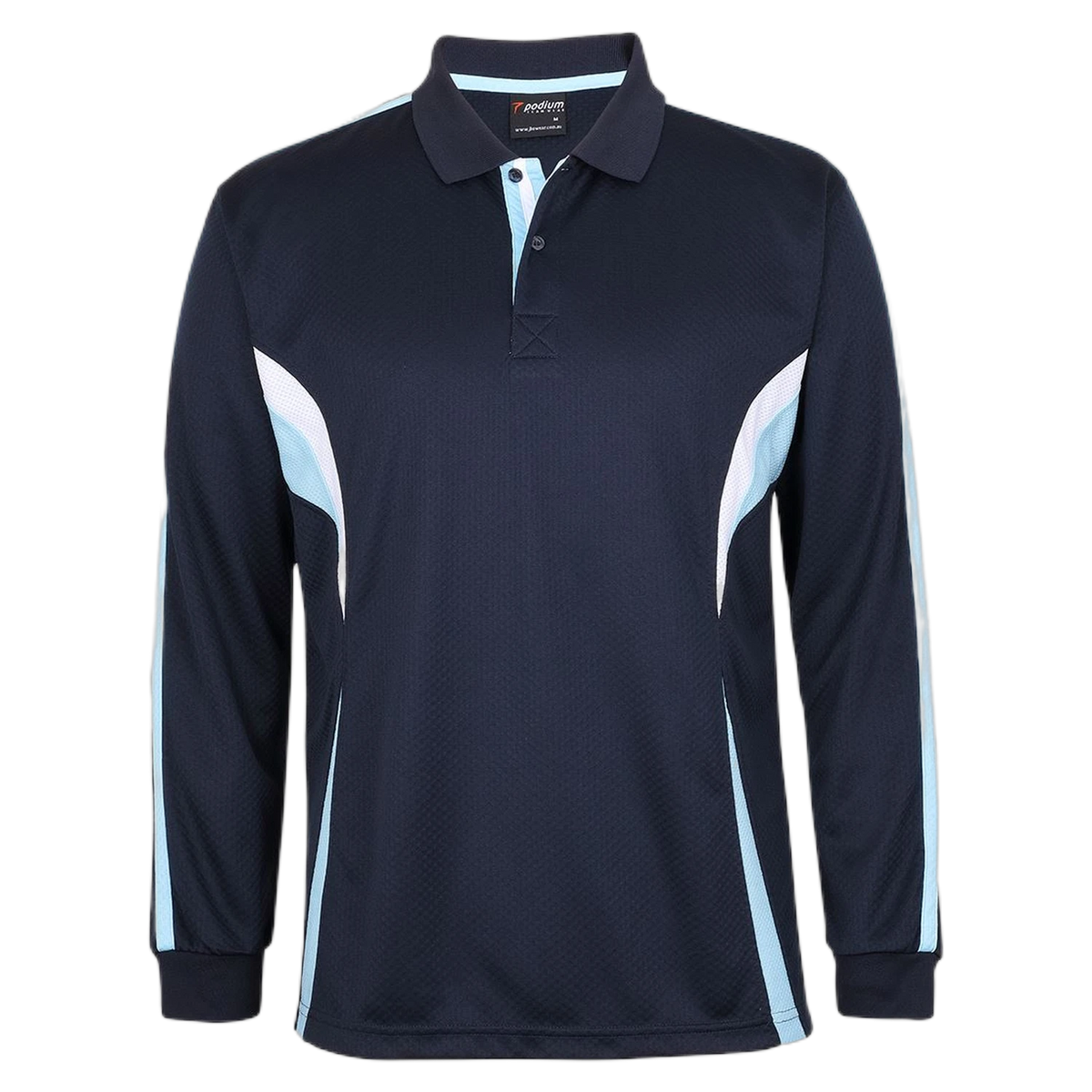Podium L/S Cool Polo 7CLP - Navy/Lt Blue/White
