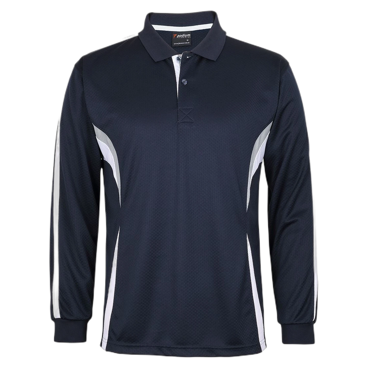Podium L/S Cool Polo 7CLP - Navy/White/Grey