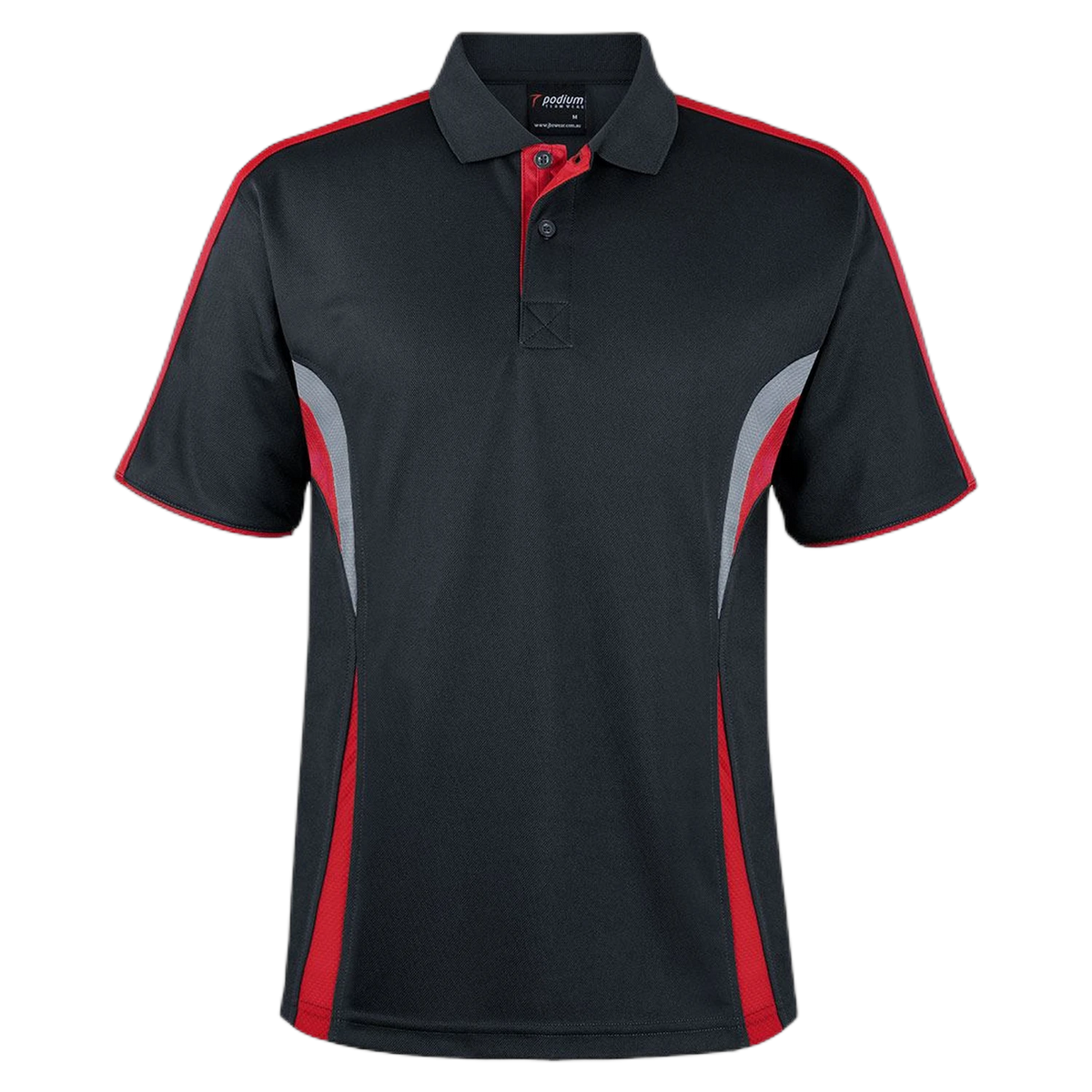 Podium Cool Polo 7COP - Black/Red/Grey