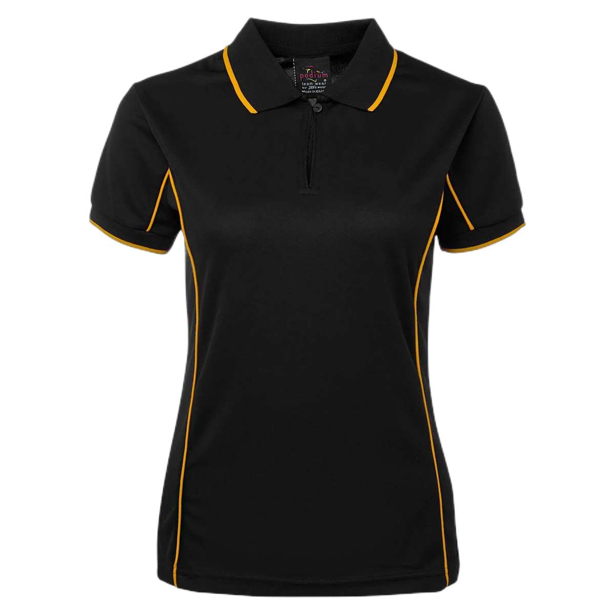 Podium Ladies Piping Polo 7LPI - Black/Gold