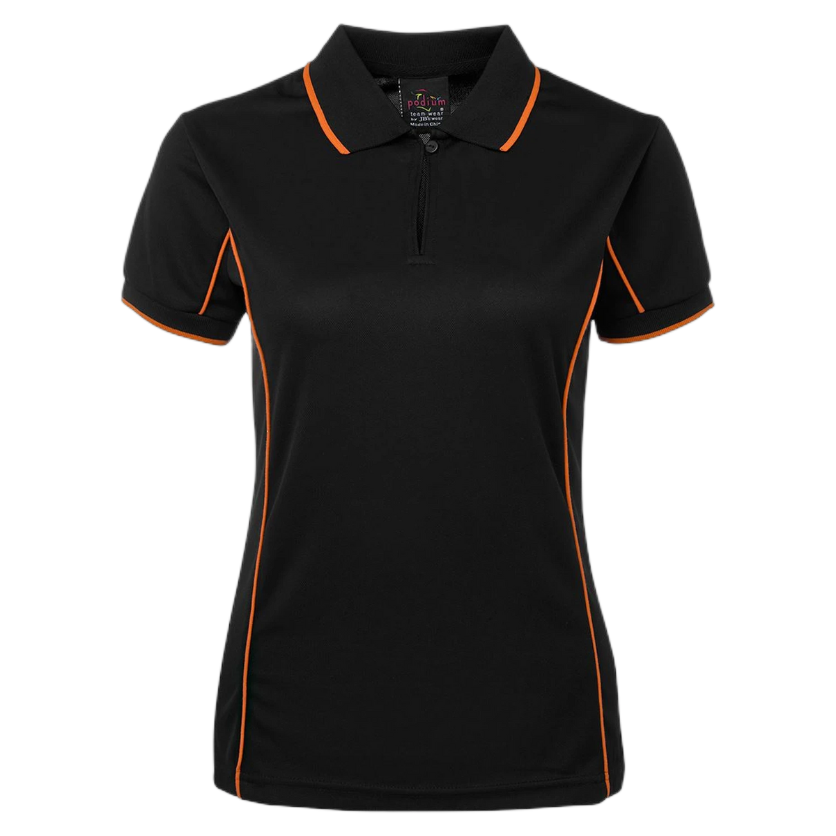 Podium Ladies Piping Polo 7LPI - Black/Orange