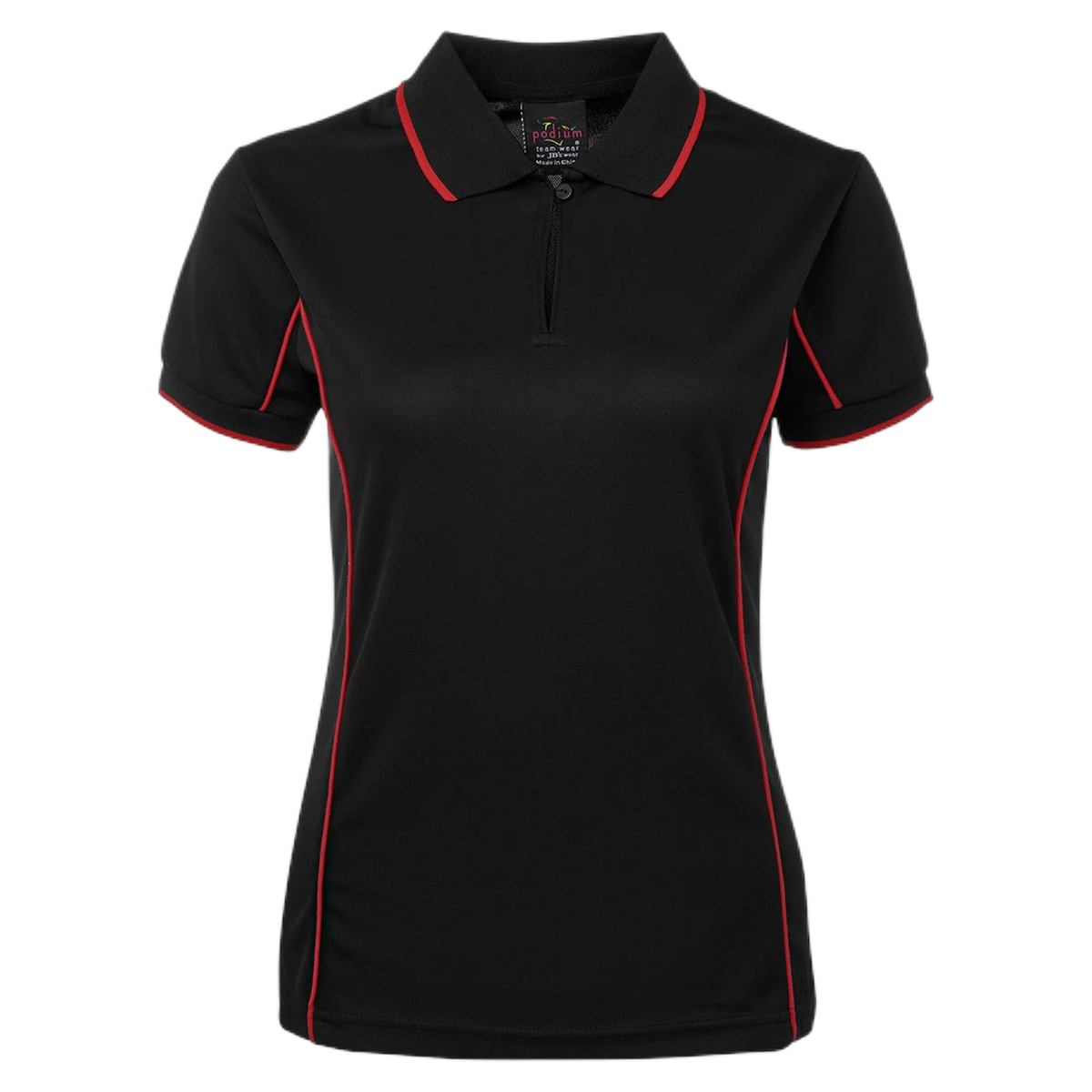 Podium Ladies Piping Polo 7LPI - Black/Red