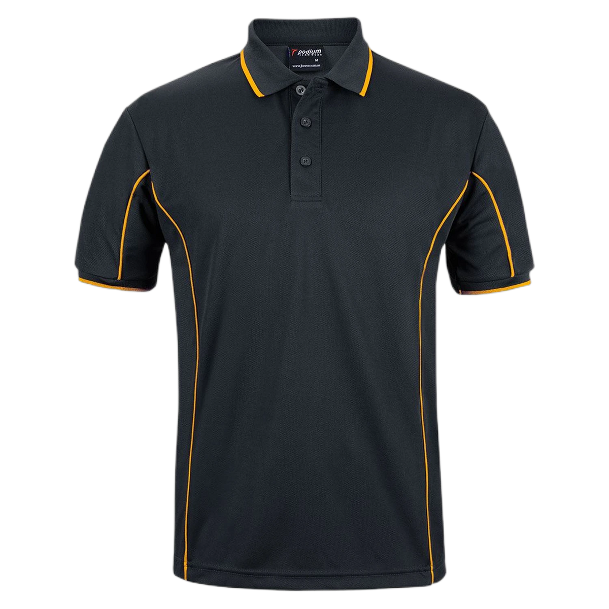 Podium S/S Piping Polo 7PIP - Black/Gold