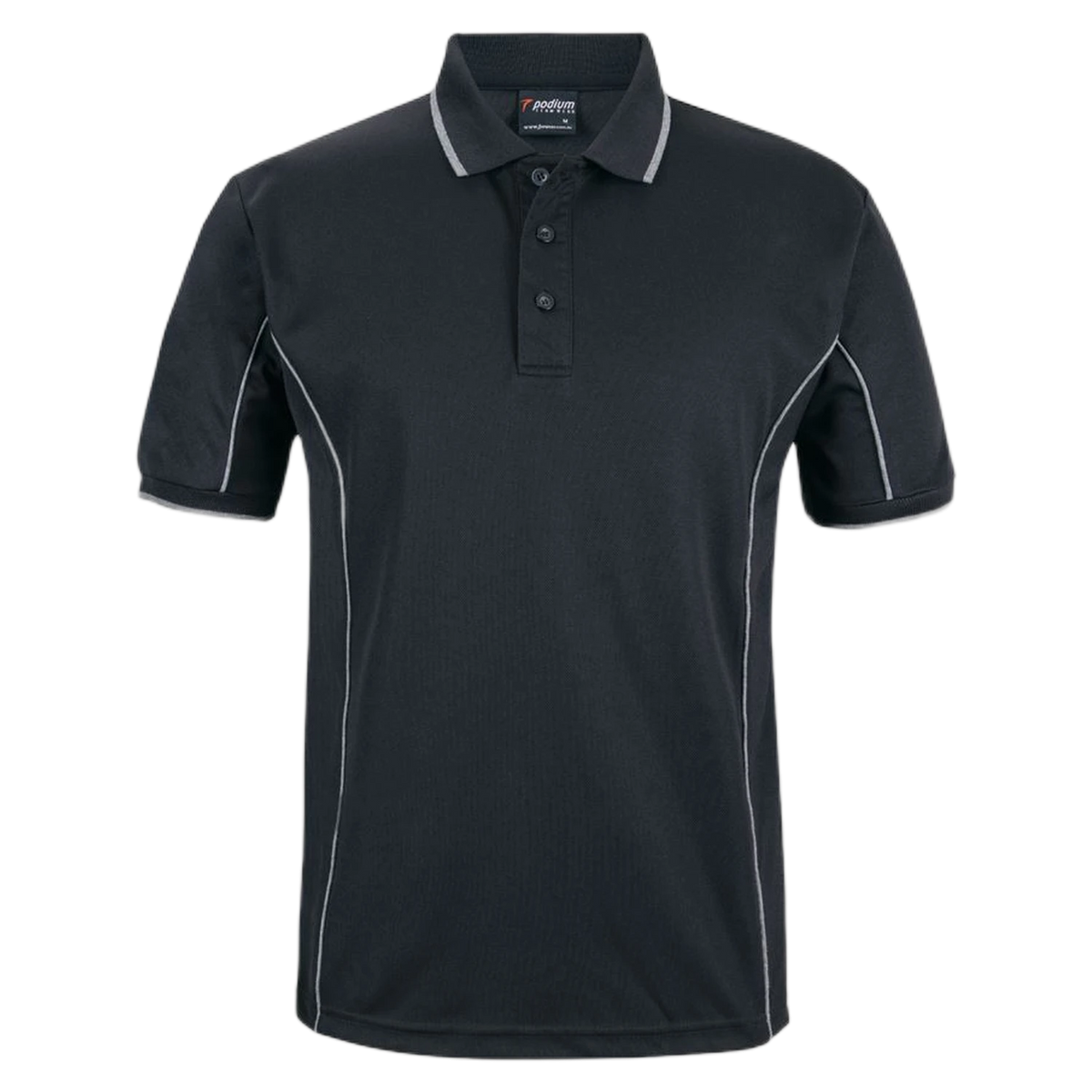 Podium S/S Piping Polo 7PIP - Black/Grey