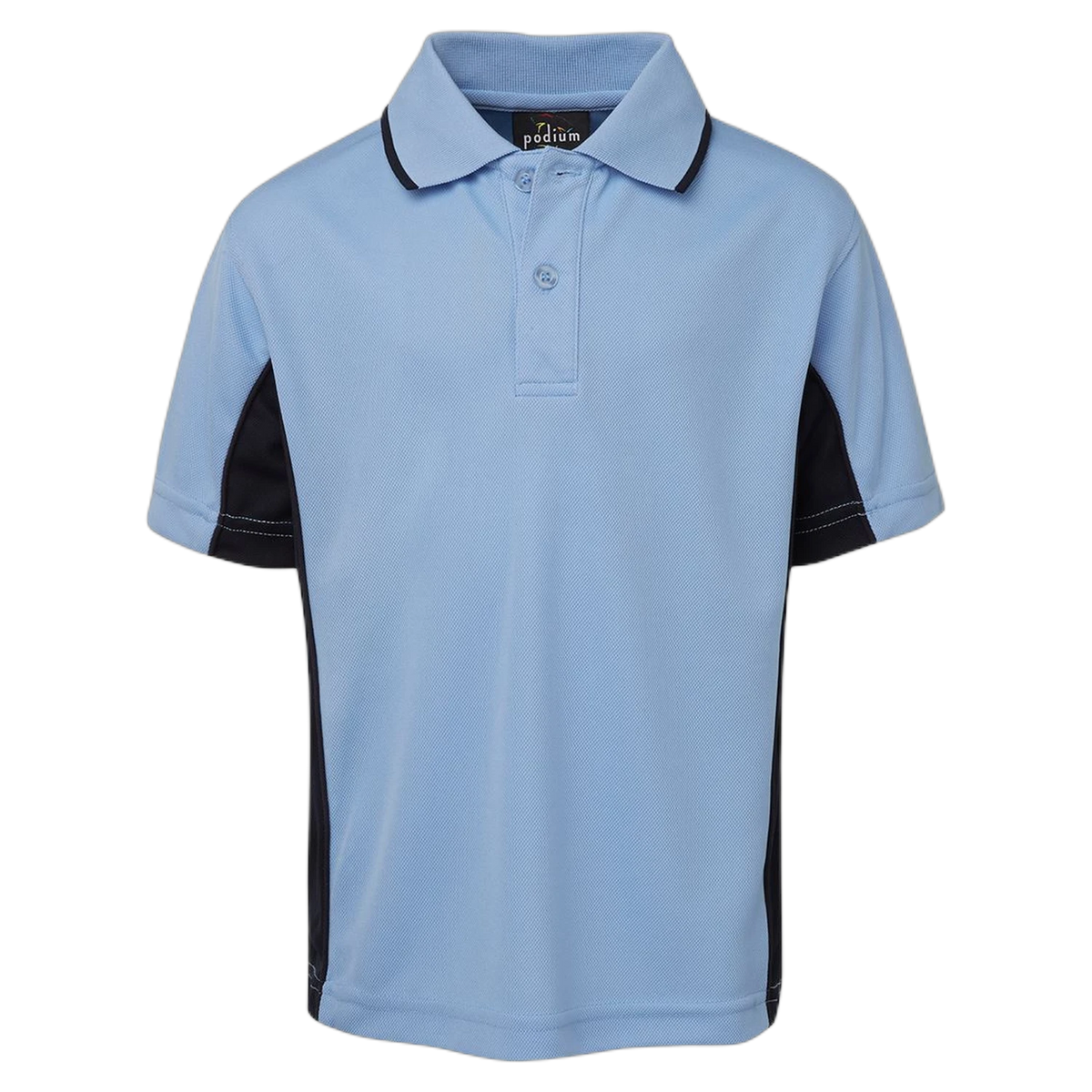 Podium Kids Contrast Polo 7PP3 - Lt Blue/Navy