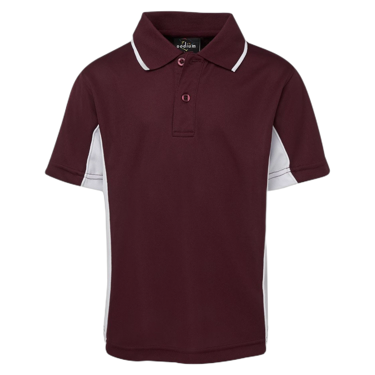 Podium Kids Contrast Polo 7PP3 - Maroon/White