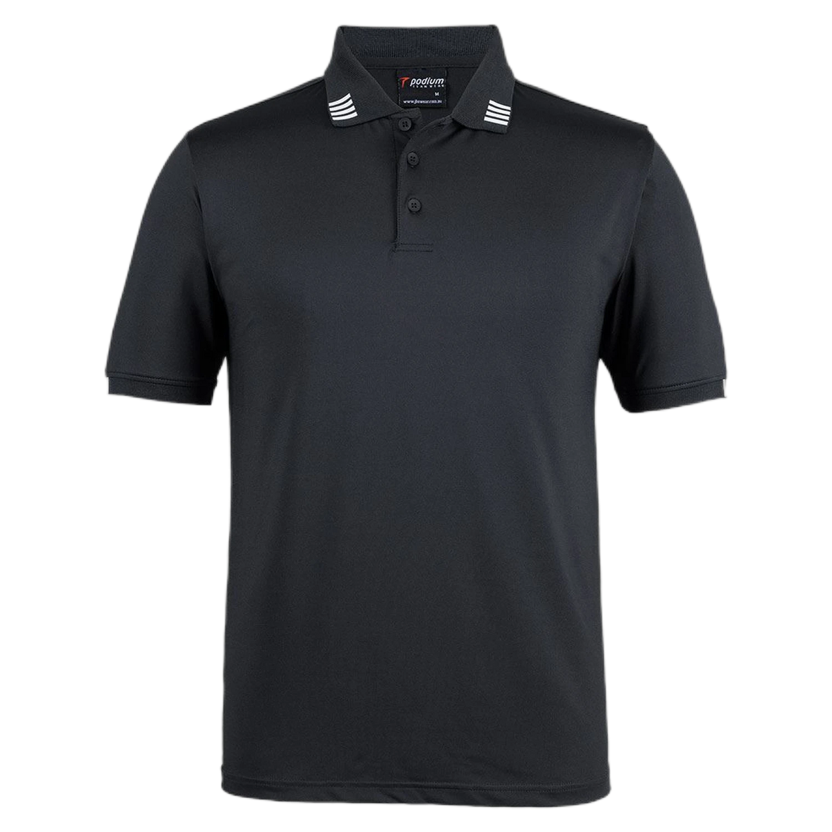 Podium 4 Stripe S/S Stretch Polo 7S4P - Black/White