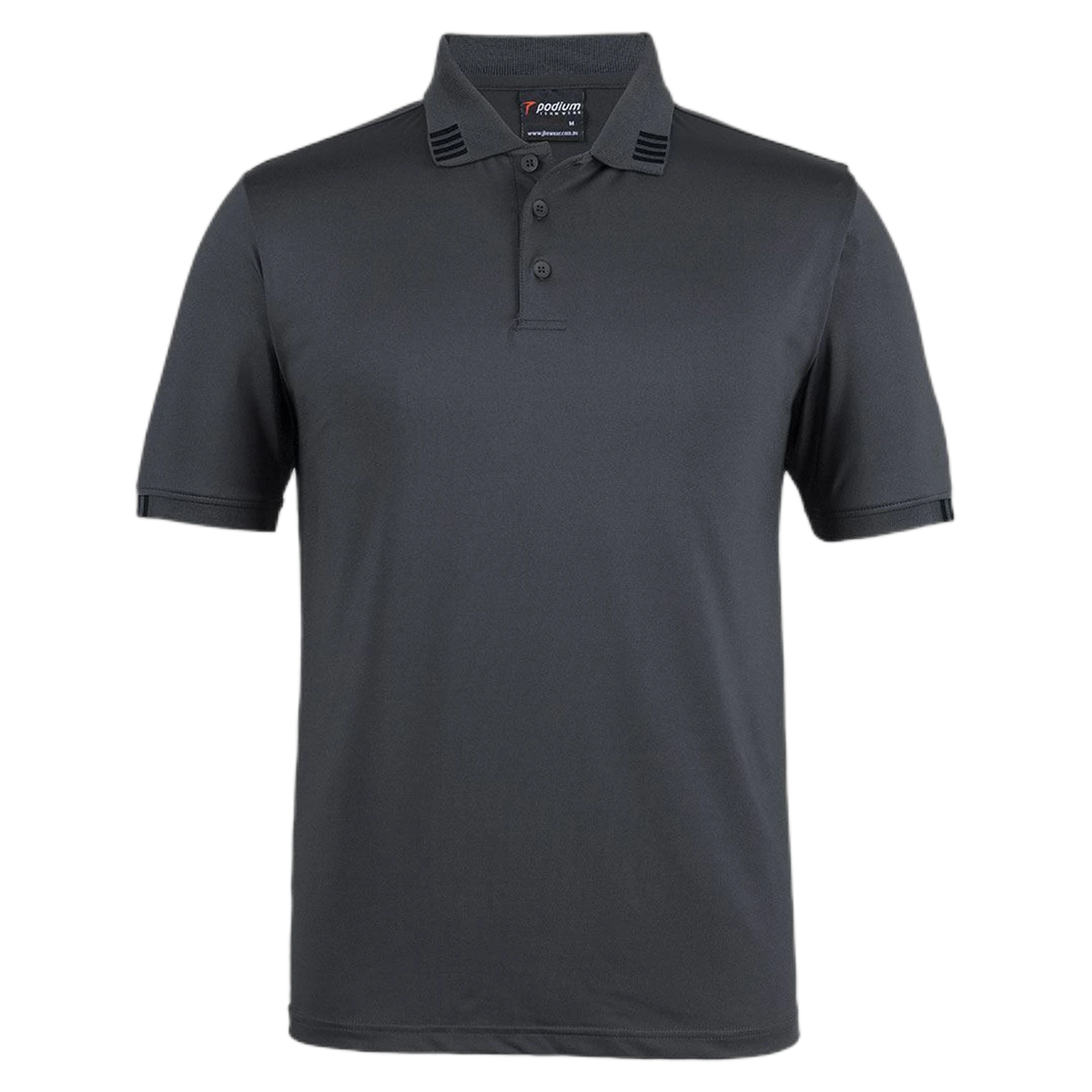 Podium 4 Stripe S/S Stretch Polo 7S4P - Charcoal/Black