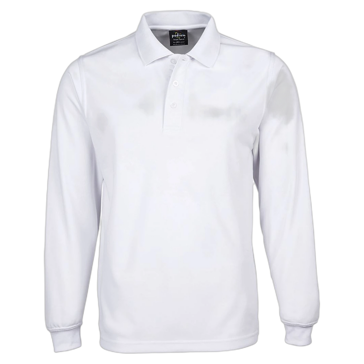 Podium Long Sleeve Poly Polo 7SPL - White
