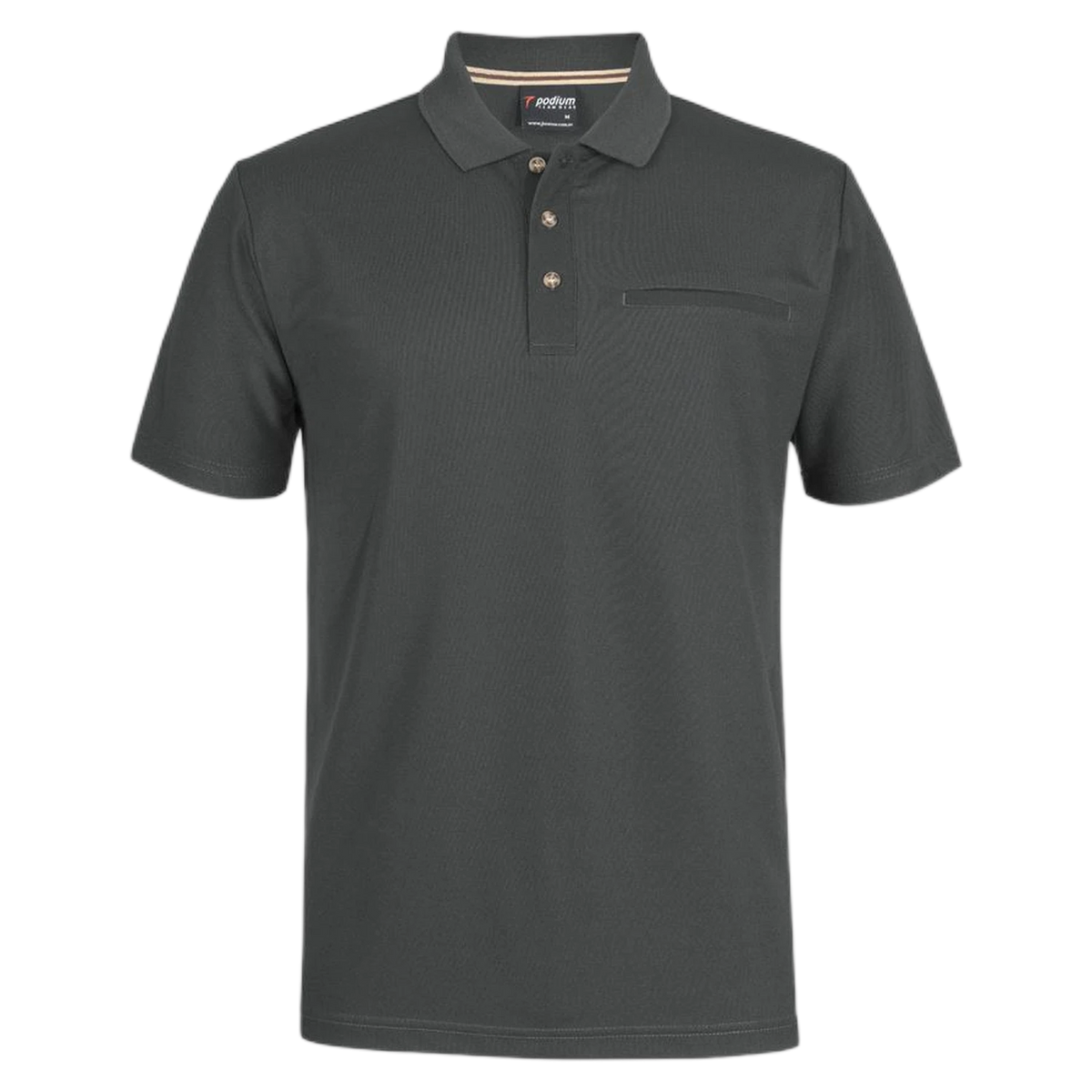 Podium S/S Recycled Polyester Pocket Polo 7SPR - Pewter