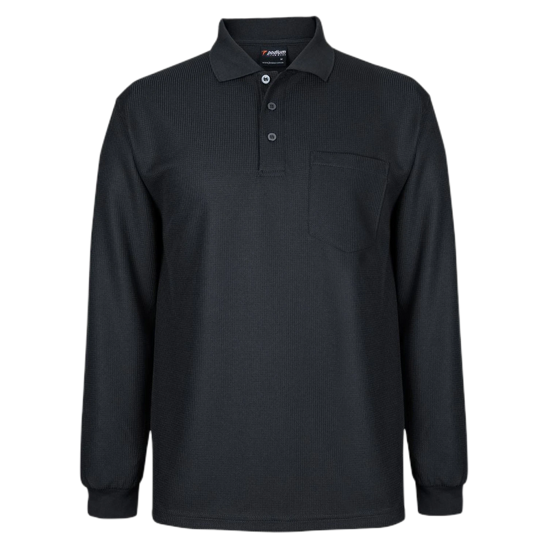 Podium L/S Waffle Pocket Polo 7WPL