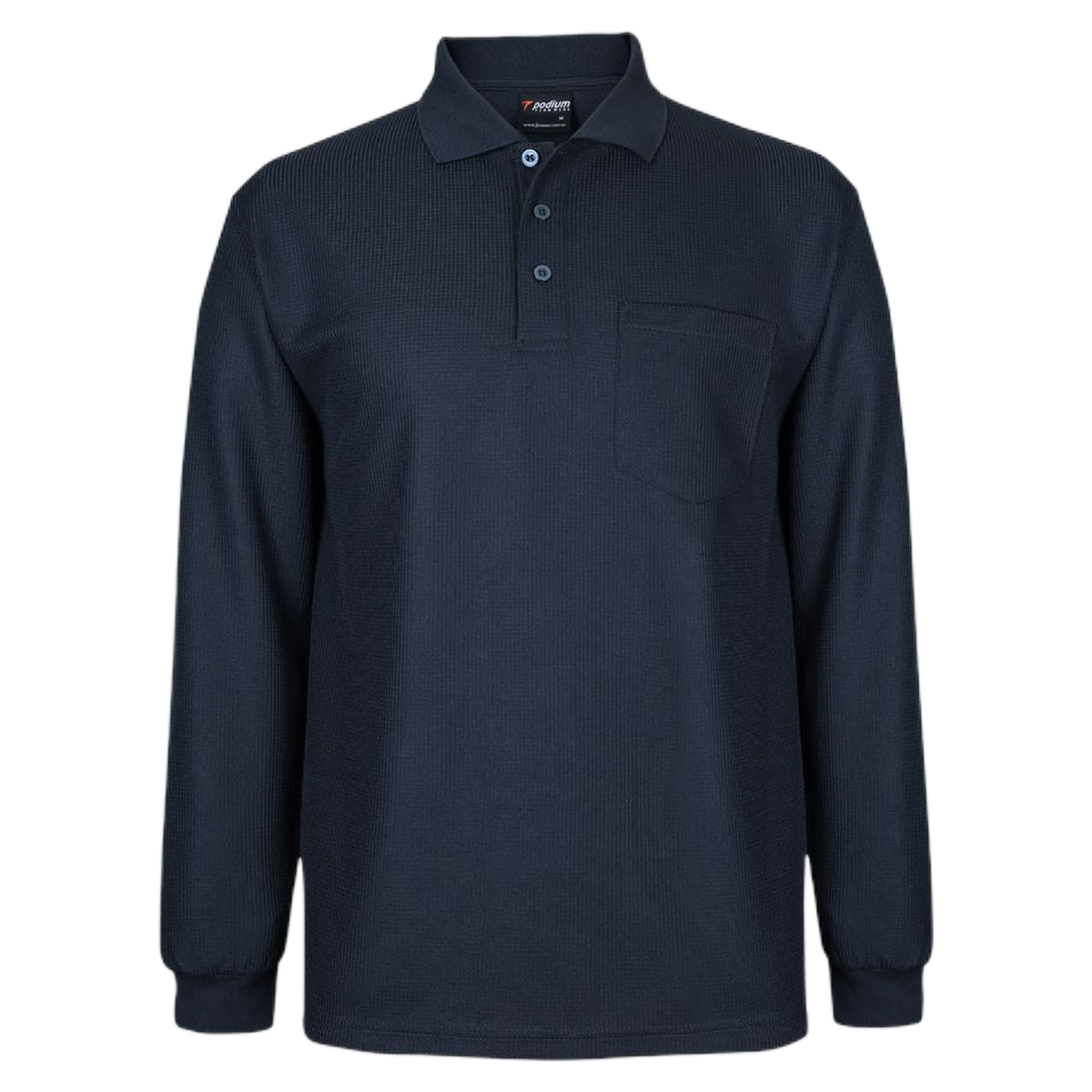 Podium L/S Waffle Pocket Polo 7WPL - Navy
