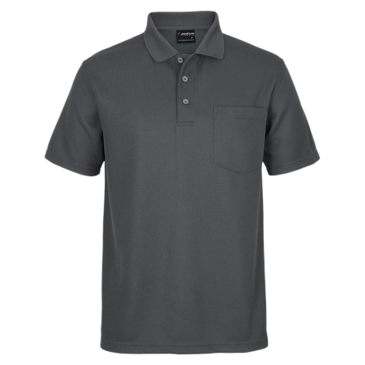 Podium Waffle Pocket Polo 7WPP - Charcoal
