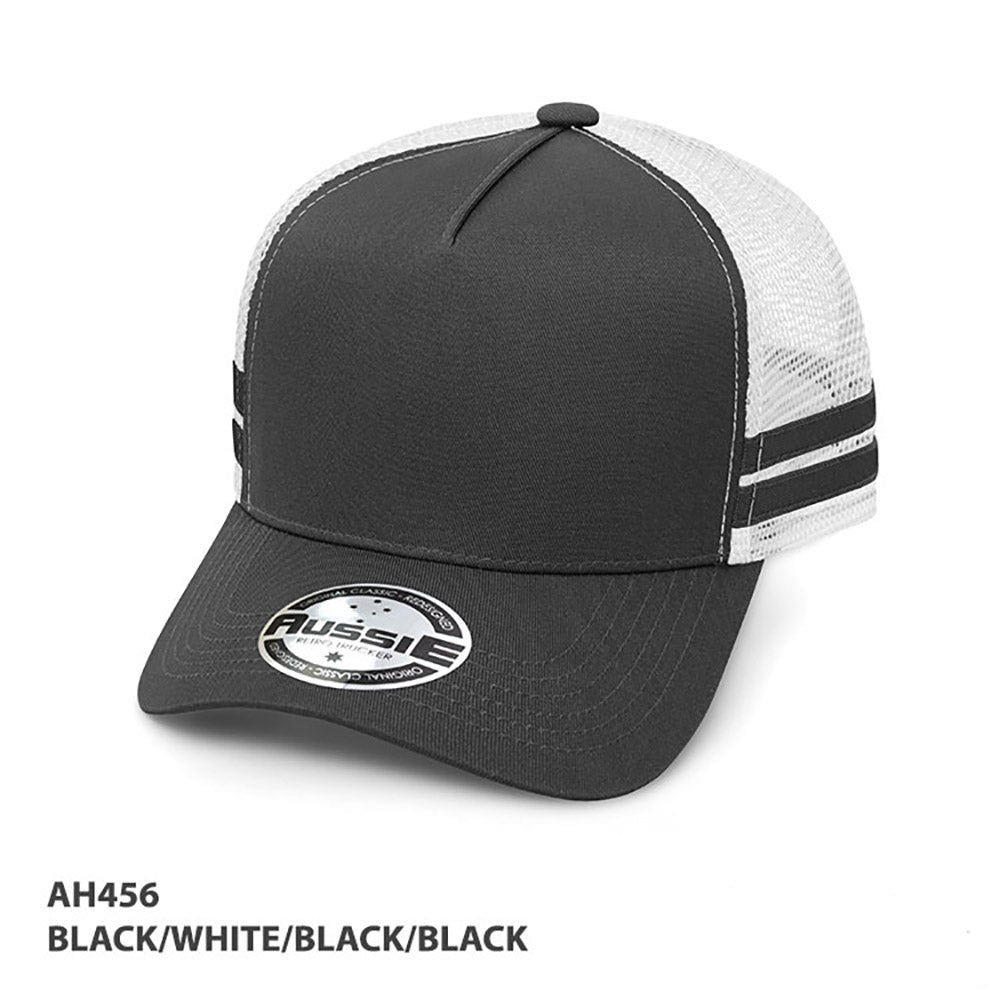 AH456 – A-Frame Striped Trucker Cap