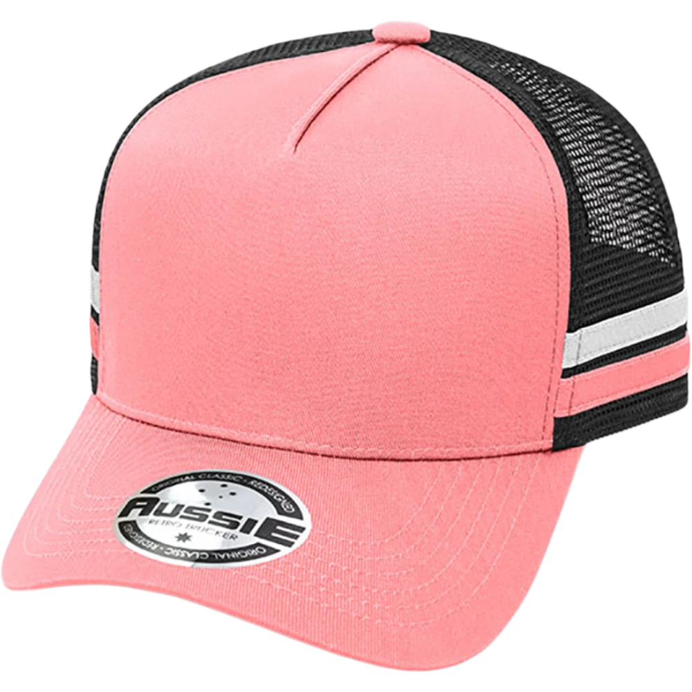 AH456 – A-Frame Striped Trucker Cap