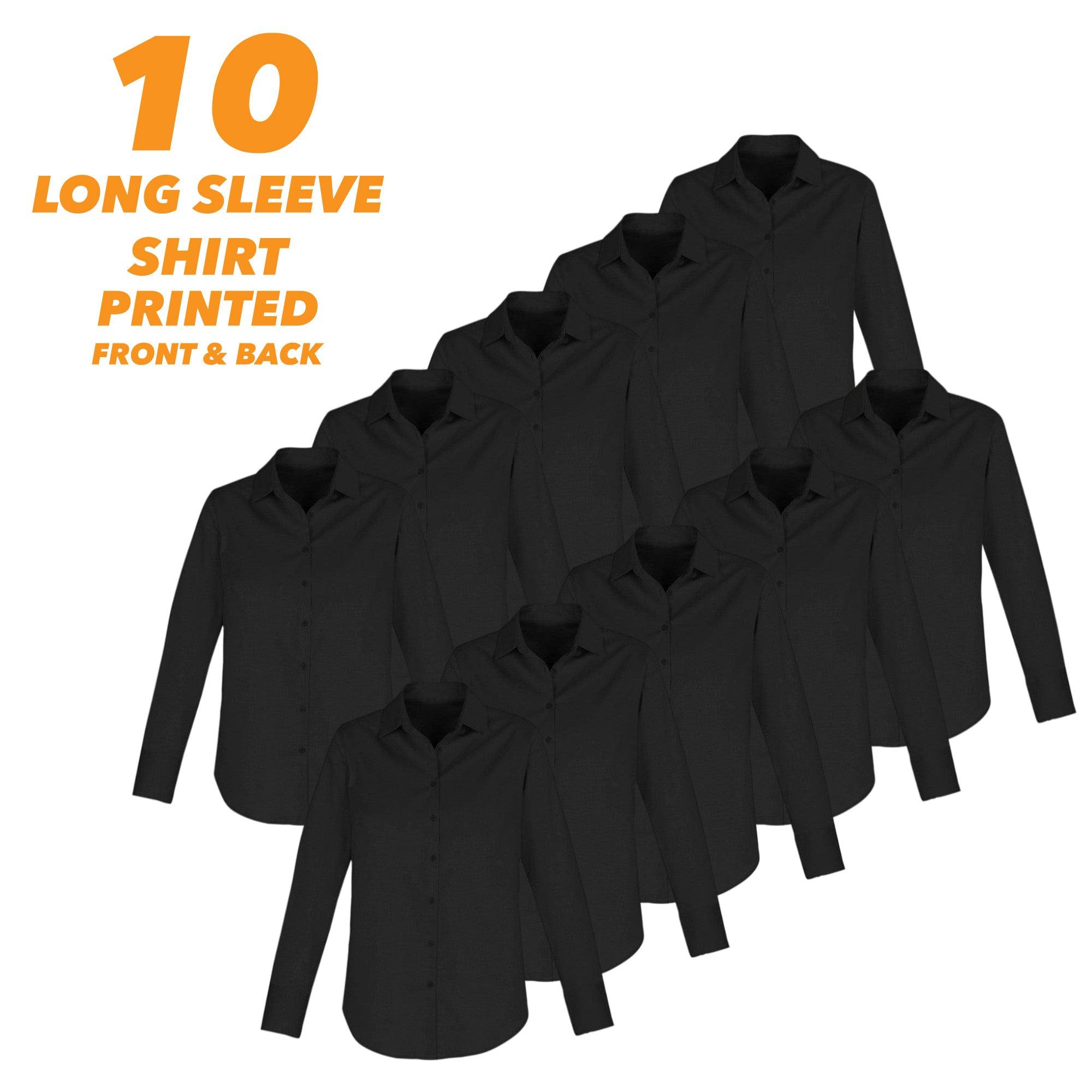 10 X Camden Ladies Long Sleeve Shirt S016LL - Printibly