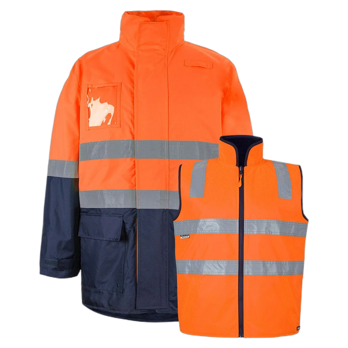 JB's Hi Vis (D+N) Long Line 4 in 1 Jacket K6DNJ - Orange/Navy