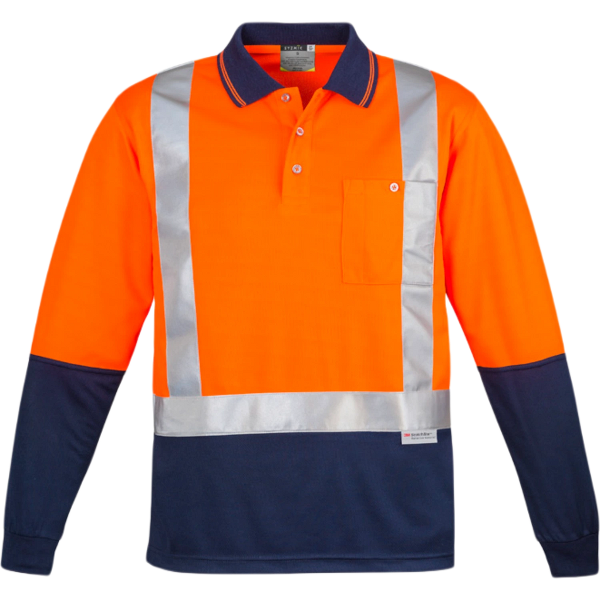 Syzmik Mens Hi Vis Spliced Long Sleeve Polo - Shoulder Taped ZH234