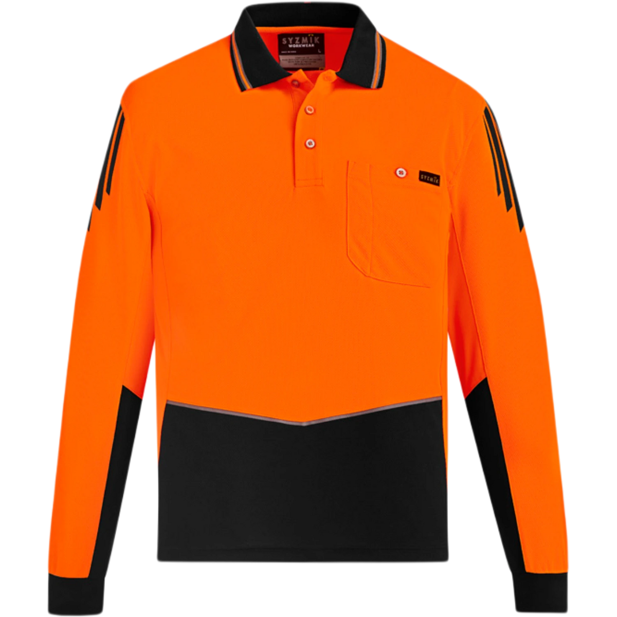 Syzmik Mens Hi Vis Flux Long Sleeve Polo ZH310
