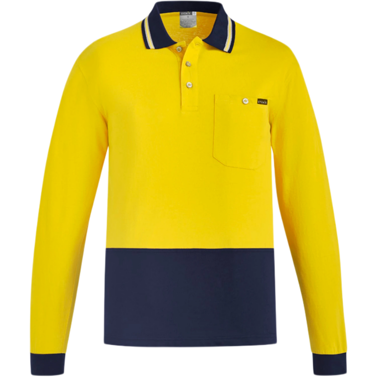 Syzmik Mens Hi Vis Cotton Long Sleeve Polo ZH430