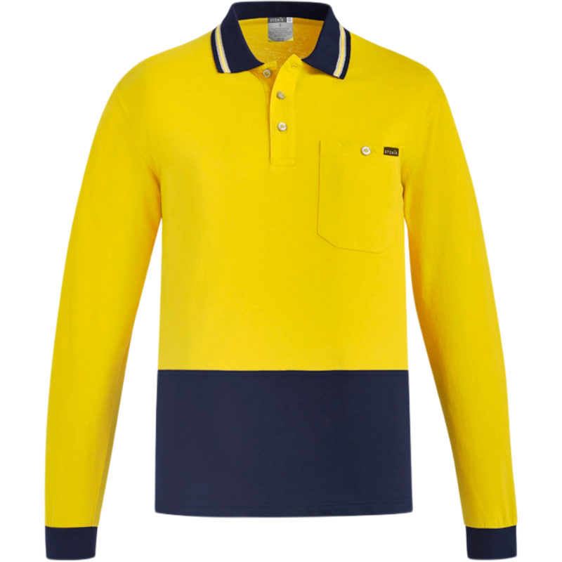 Syzmik Mens Hi Vis Cotton Long Sleeve Polo ZH430