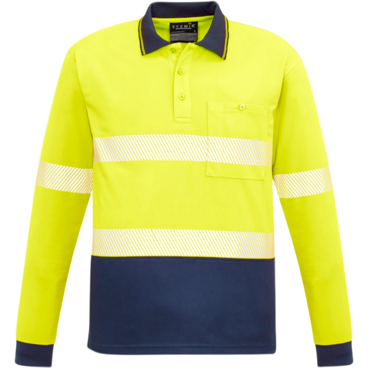 Syzmik Unisex Hi Vis Segmented Tape Long Sleeve Polo ZH530