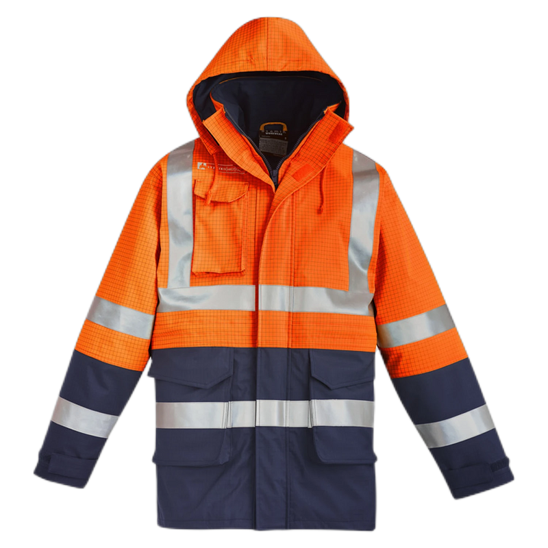 Syzmik Mens Orange Flame Arc Rated Antistatic Waterproof Jacket ZJ900