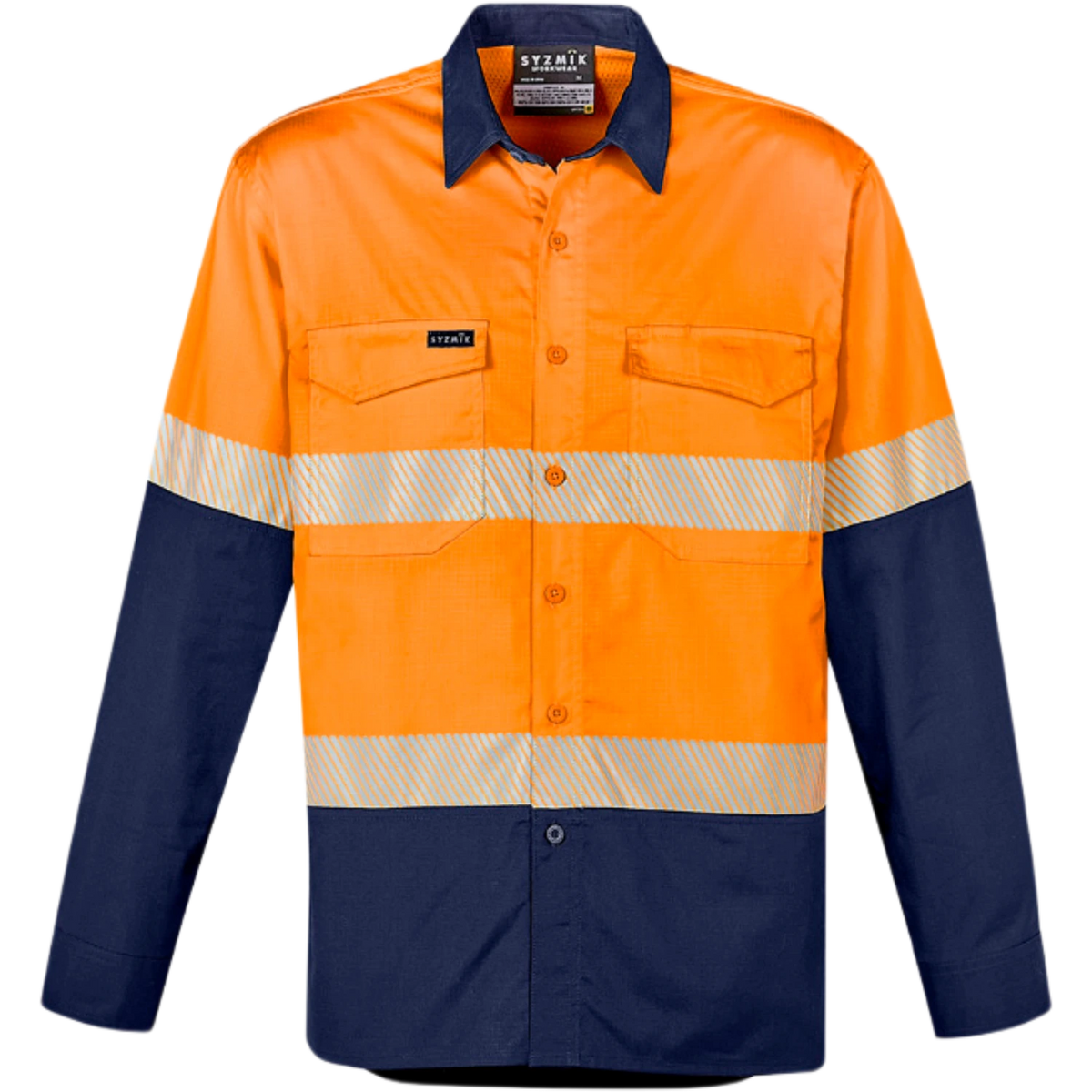 Syzmik Mens Rugged Cooling Hi Vis Segmented Tape Long Sleeve Shirt ZW229