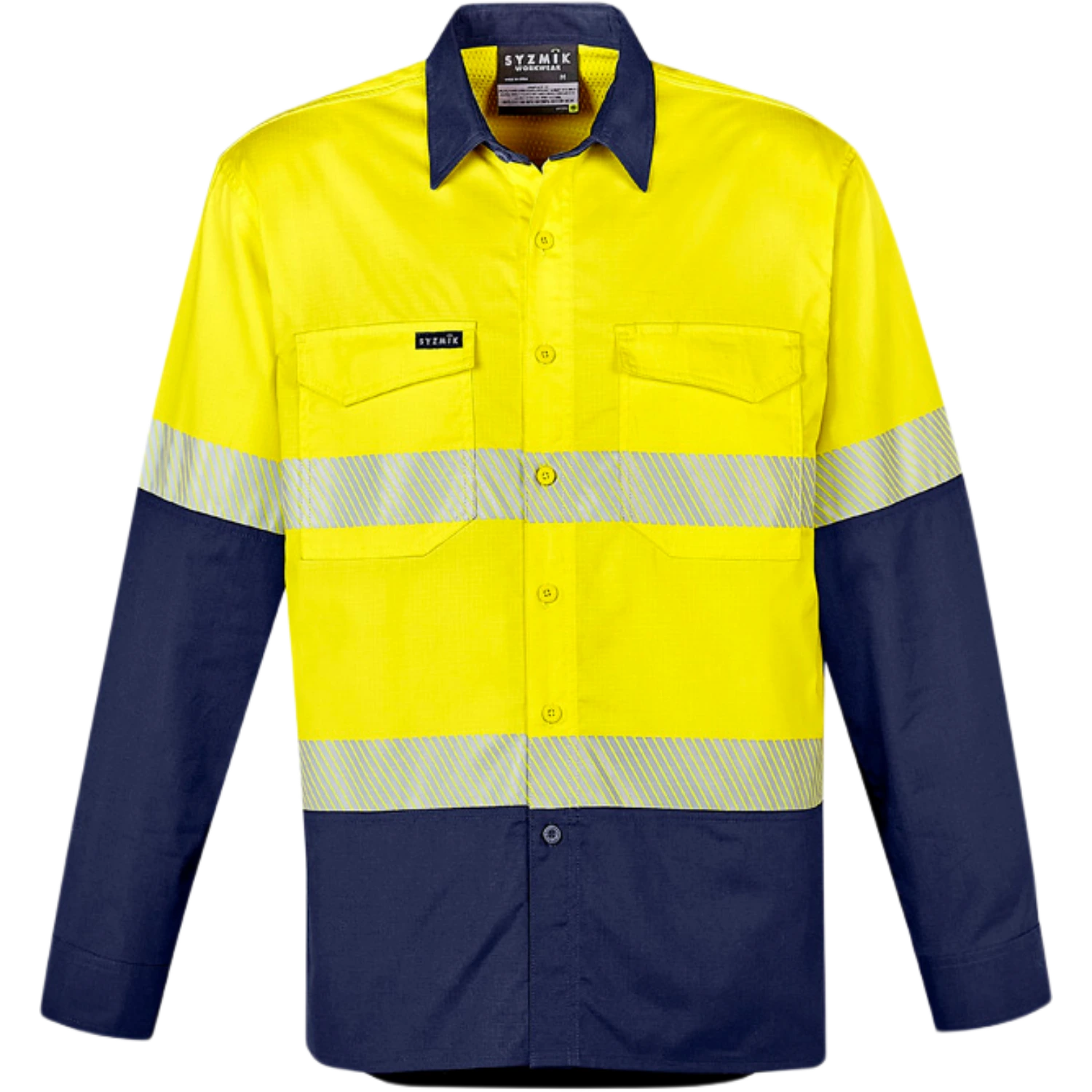 Syzmik Mens Rugged Cooling Hi Vis Segmented Tape Long Sleeve Shirt ZW229