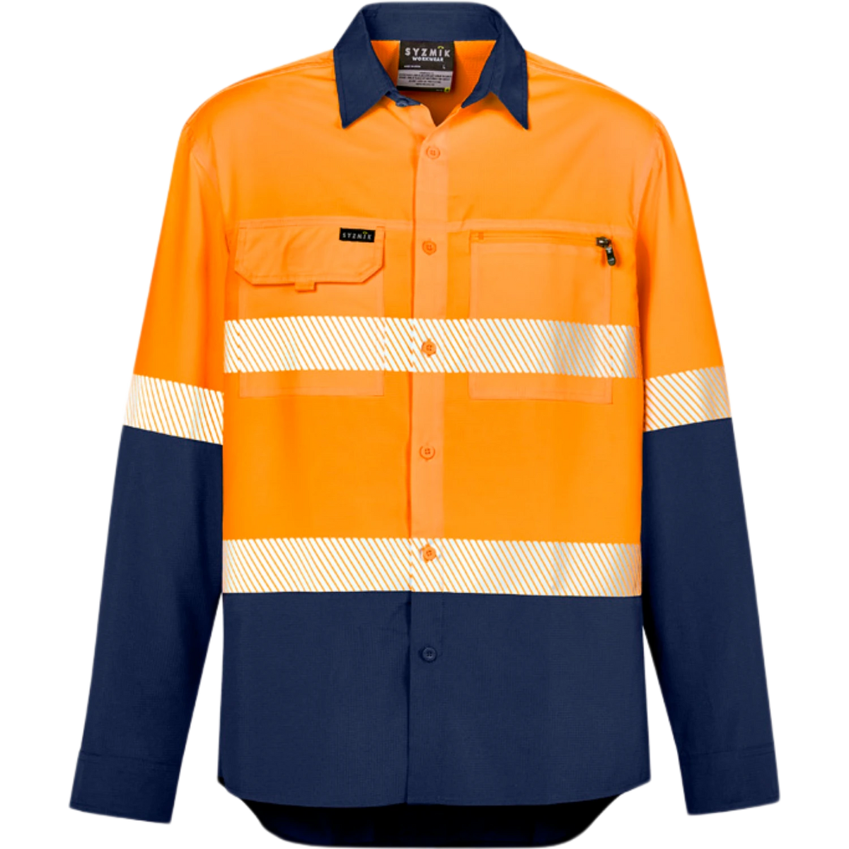 Syzmik Mens Hi Vis Outdoor Segmented Tape Long Sleeve Shirt ZW470