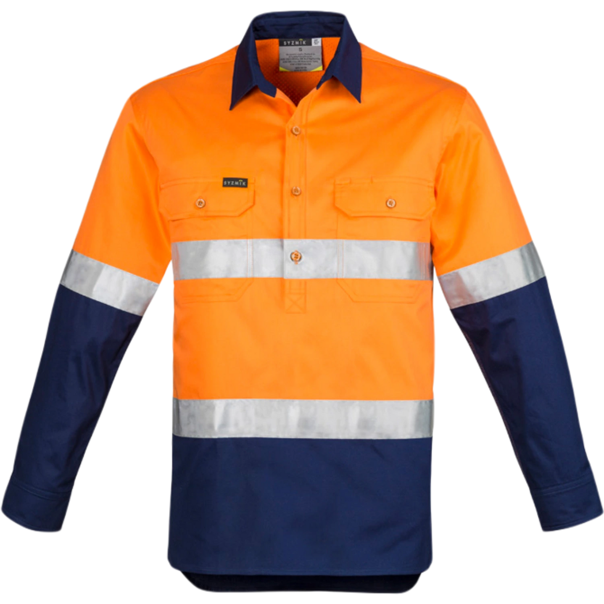 Syzmik Mens Closed Front Long Sleeve Shirt - Hoop Taped ZW550