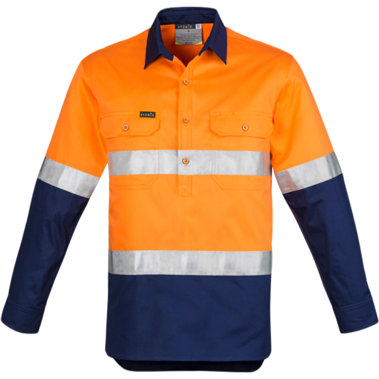 Syzmik Mens Closed Front Long Sleeve Shirt - Hoop Taped ZW550