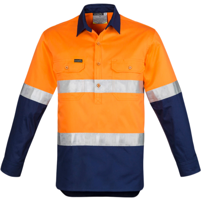 Syzmik Mens Closed Front Long Sleeve Shirt - Hoop Taped ZW550