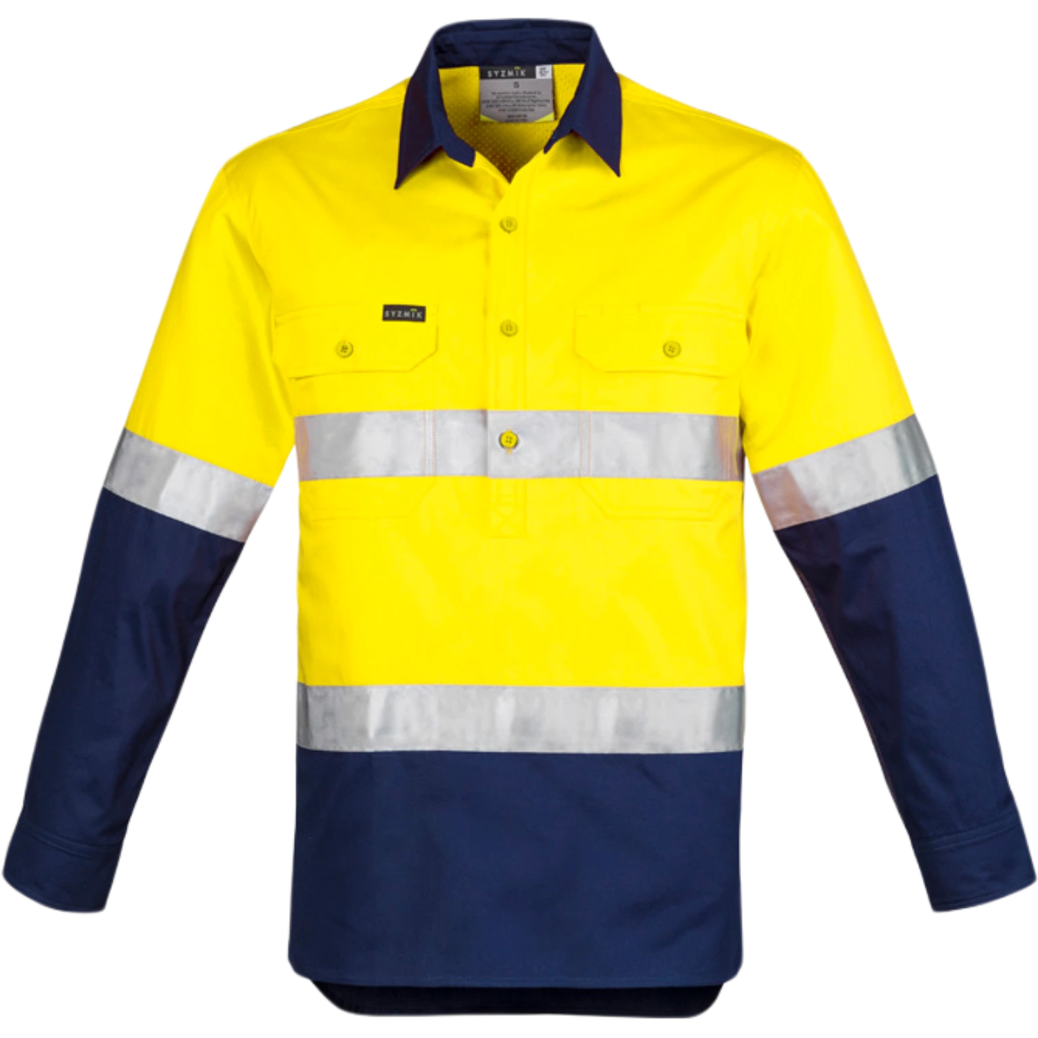 Syzmik Mens Closed Front Long Sleeve Shirt - Hoop Taped ZW550