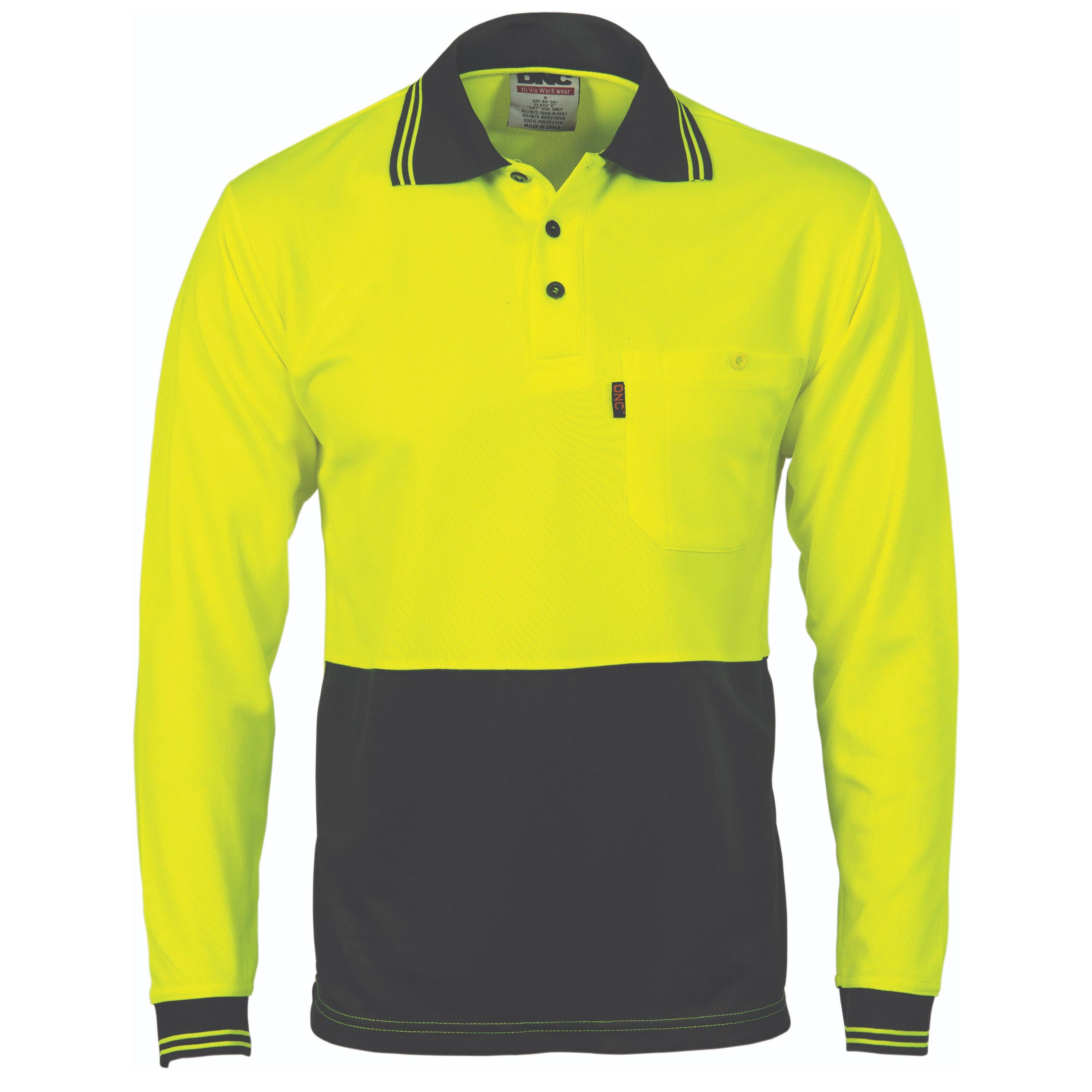 HiVis Two Tone Cool Breathe Polo Shirt L/S 3813 - Printibly