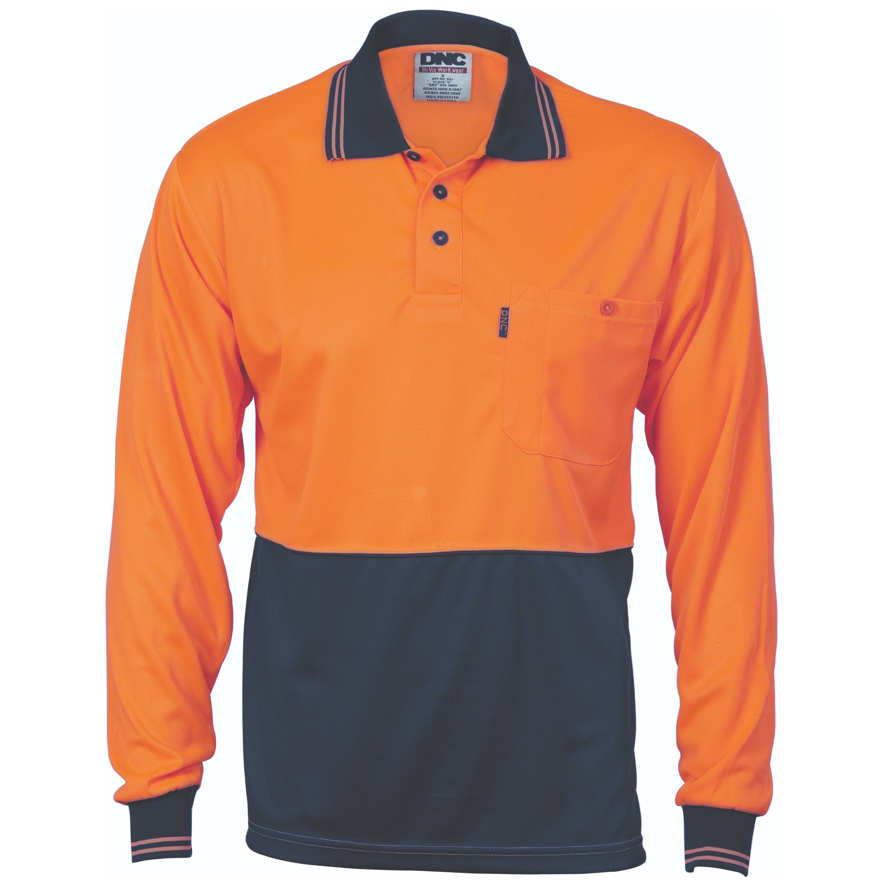 HiVis Two Tone Cool Breathe Polo Shirt L/S 3813 - Printibly