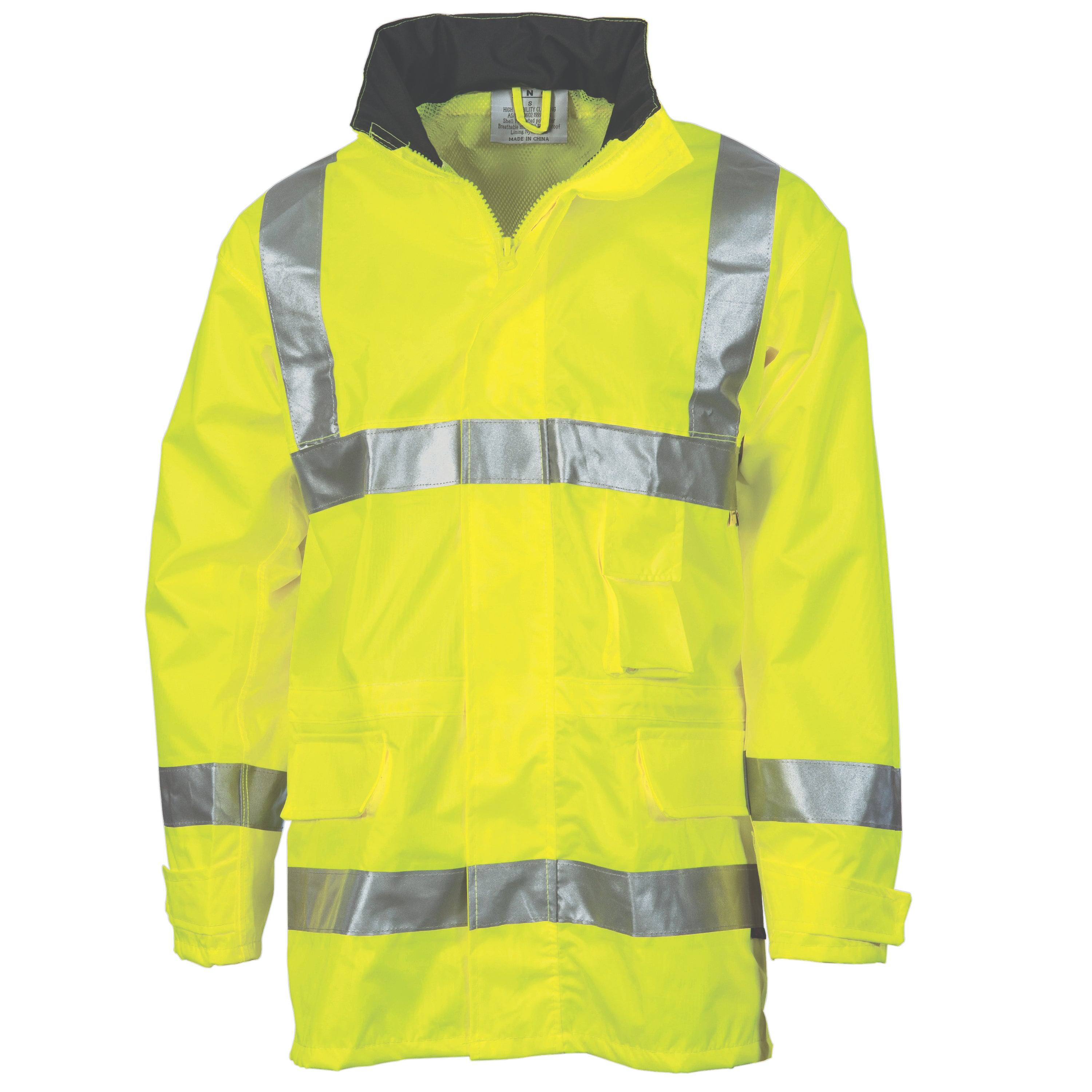 HiVis Breathable Rain Jacket With 3M R/Tape 3871 - Printibly