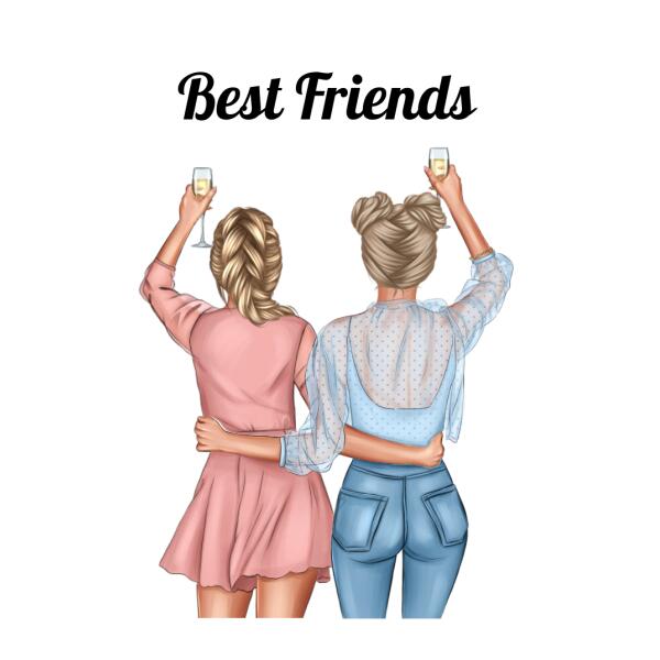 Female Best Friends Wall Print - Printibly