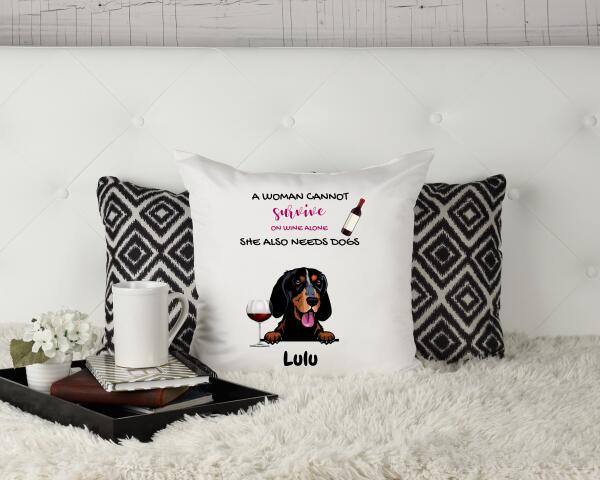 Personalised Dog Mum Wine Cushion Cover - Printibly