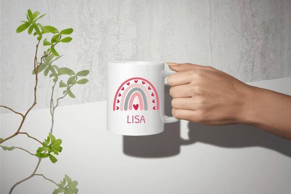 Soho Pink Rainbow Personalised Mug - Printibly