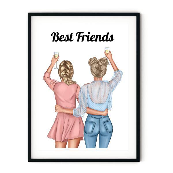 Female Best Friends Wall Print - Printibly