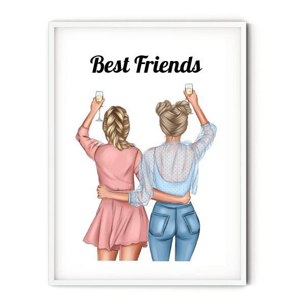 Female Best Friends Wall Print - Printibly