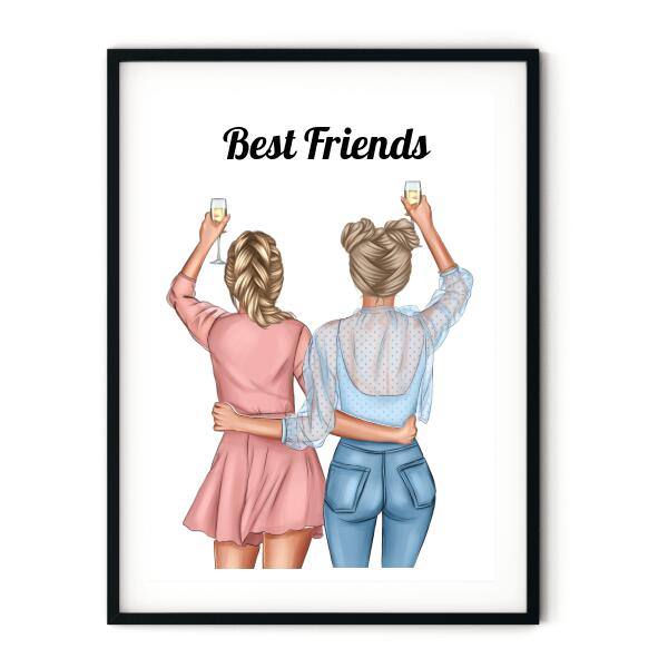 Female Best Friends Wall Print - Printibly