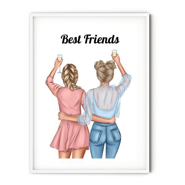 Female Best Friends Wall Print - Printibly