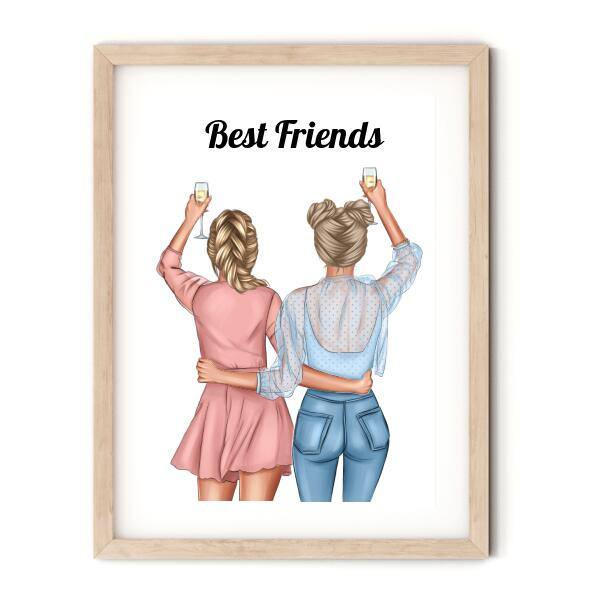Female Best Friends Wall Print - Printibly